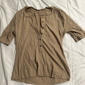 Banana Republic Light Brown Button-Up Shirt (3/4 Sleeve)
